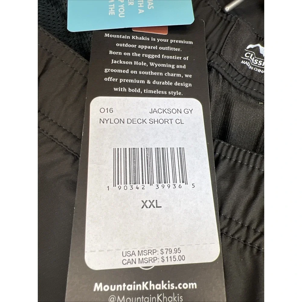 Mountain Khakis Nylon Deck Shorts XXL Jackson Grey Quick Dry Stretch NWT